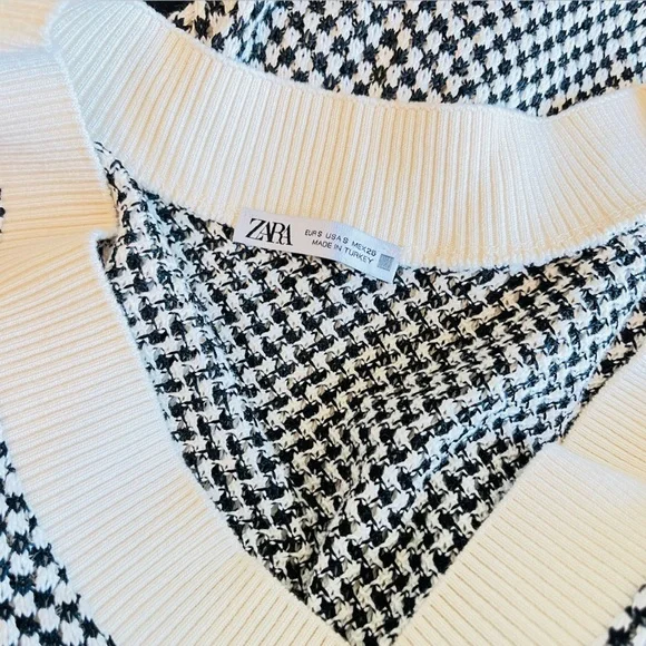 ZARA‎ checkered Knit Vest S Preppy Chic - Picture 5 of 5